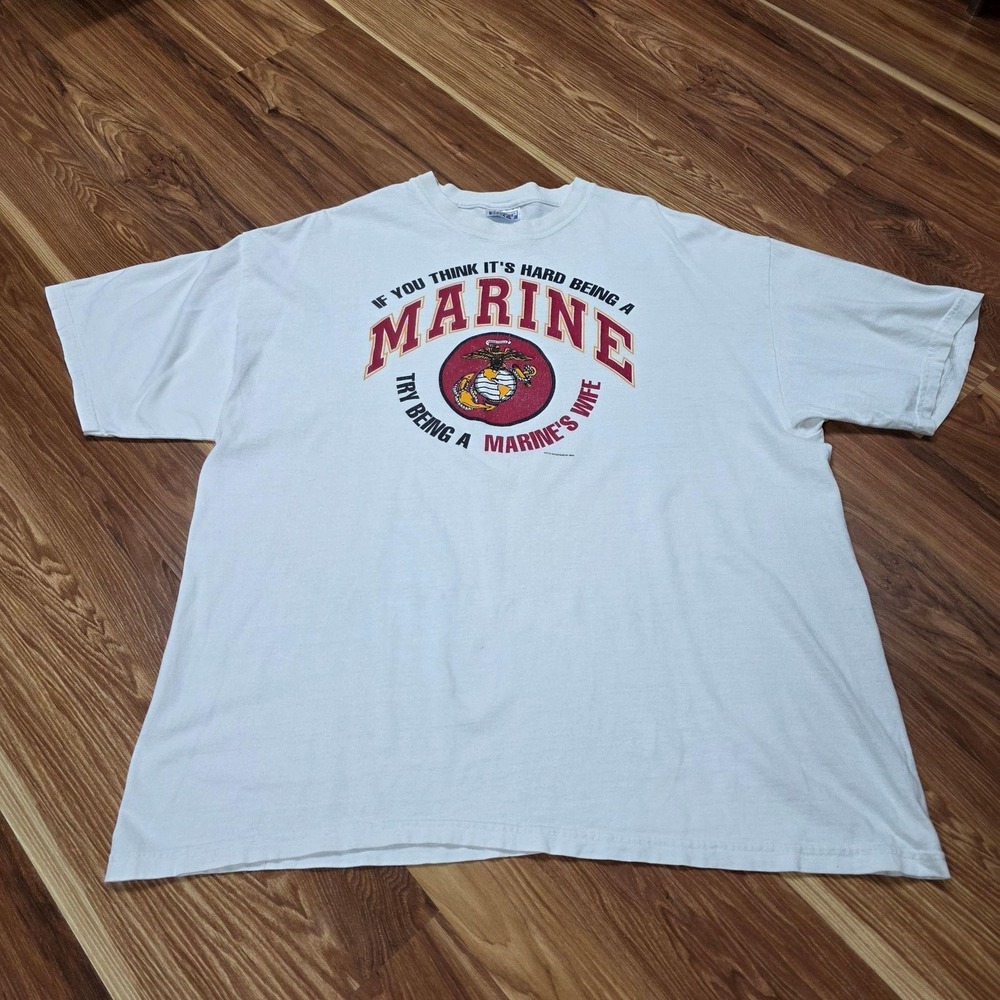 Vintage Marine's Wife Shirt Mens XL White Hanes USMC 1994 90s Graphic Tee
